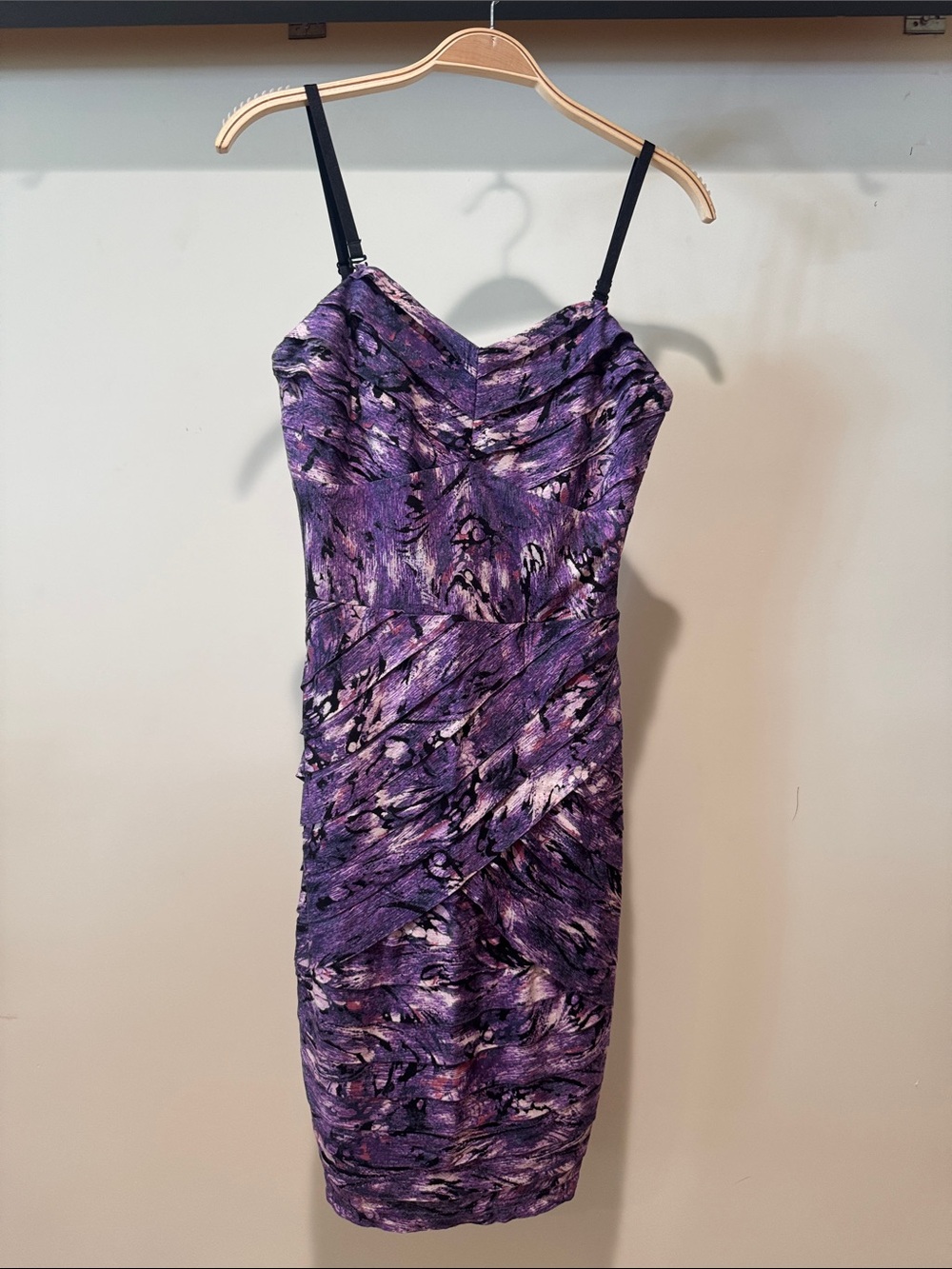 Guess Purple Printed Spaghetti Strap Sheath Dress